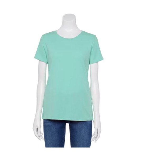 NWT 3 pc Large Women's Croft & Barrow Essential Crewneck Tee 100% Cotton - Picture 3 of 8